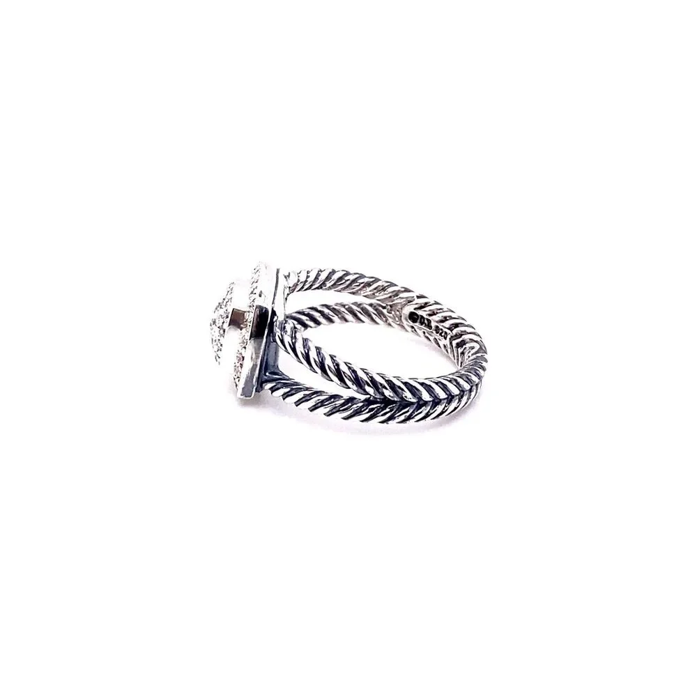 David Yurman Sterling Silver petite Albion w/diamonds ring Size 9